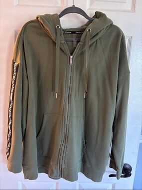 Calvin Klein Olive Green Full-Zip Performance Hoodie